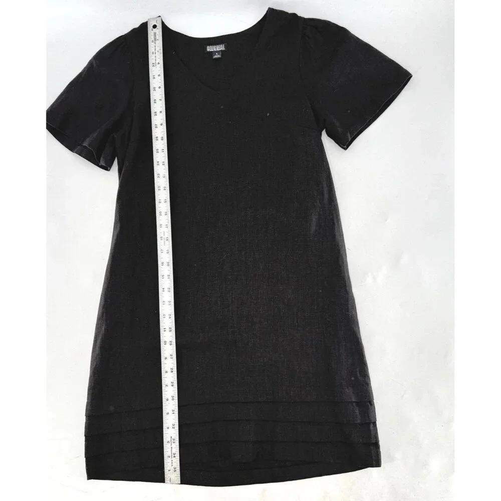 Nicole Miller Women’s Linen Blend Black Dress Pullover Boho‎ Preppy Size Small